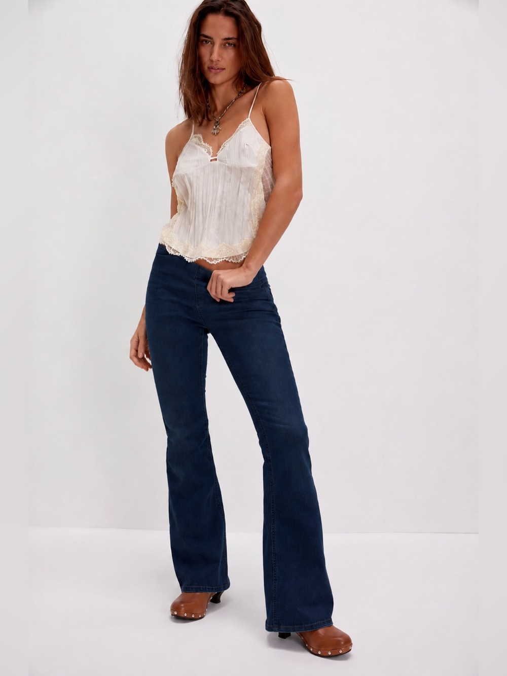 Free People We The Free Penny Pull-On Flare Jeans Size 29 Dark Wash